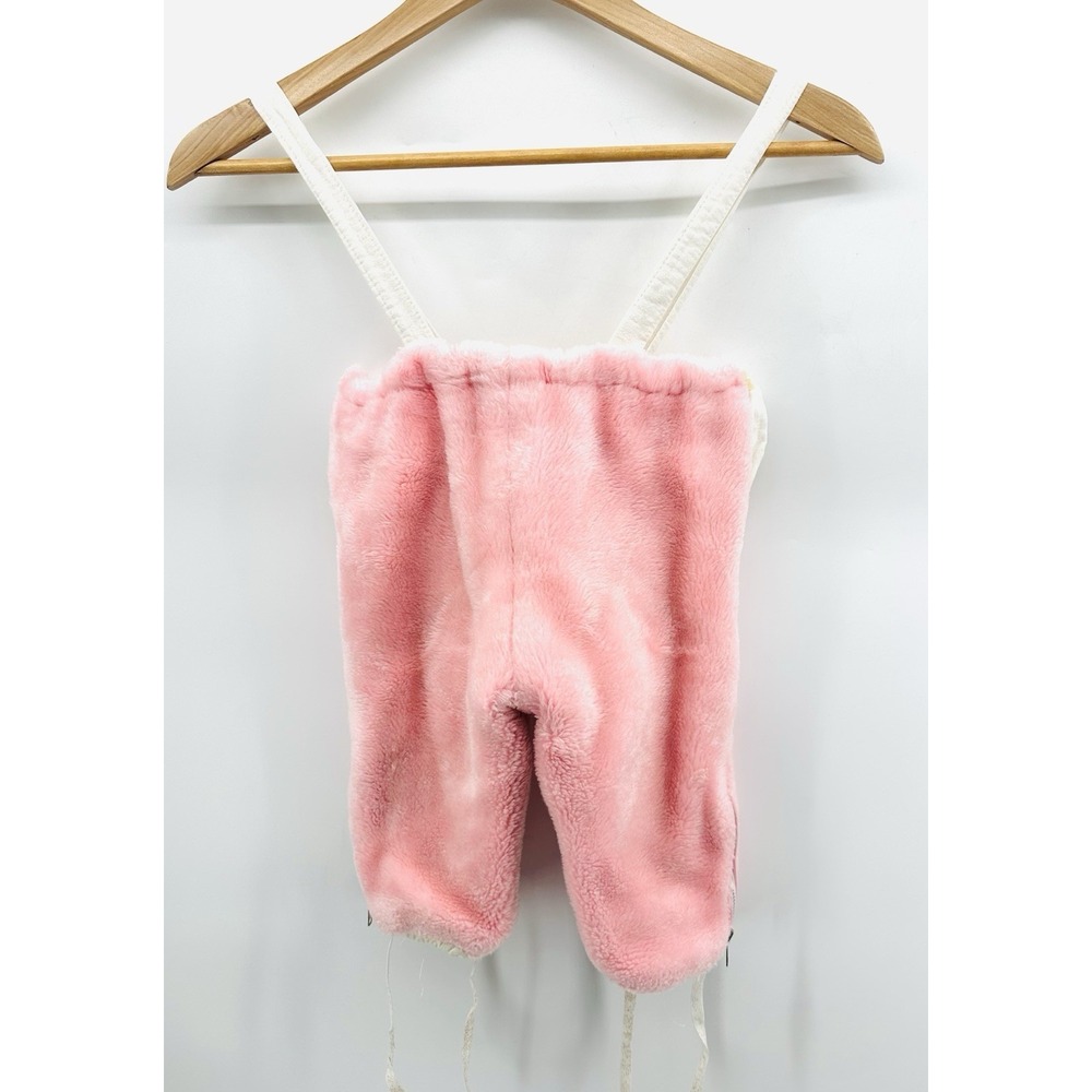 Vtg 60's Handmade VTG Pink Baby Bunting Snowsuit Faux Fur Pram Suspenders